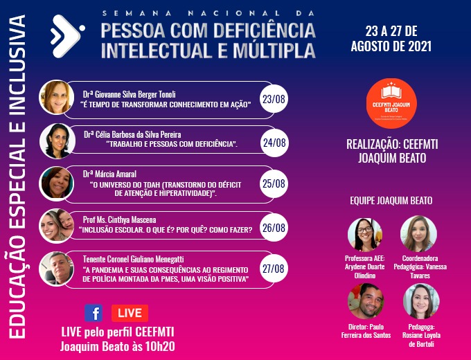 Folder Semana Nacional pessoa com deficiência intelectual e múltipla