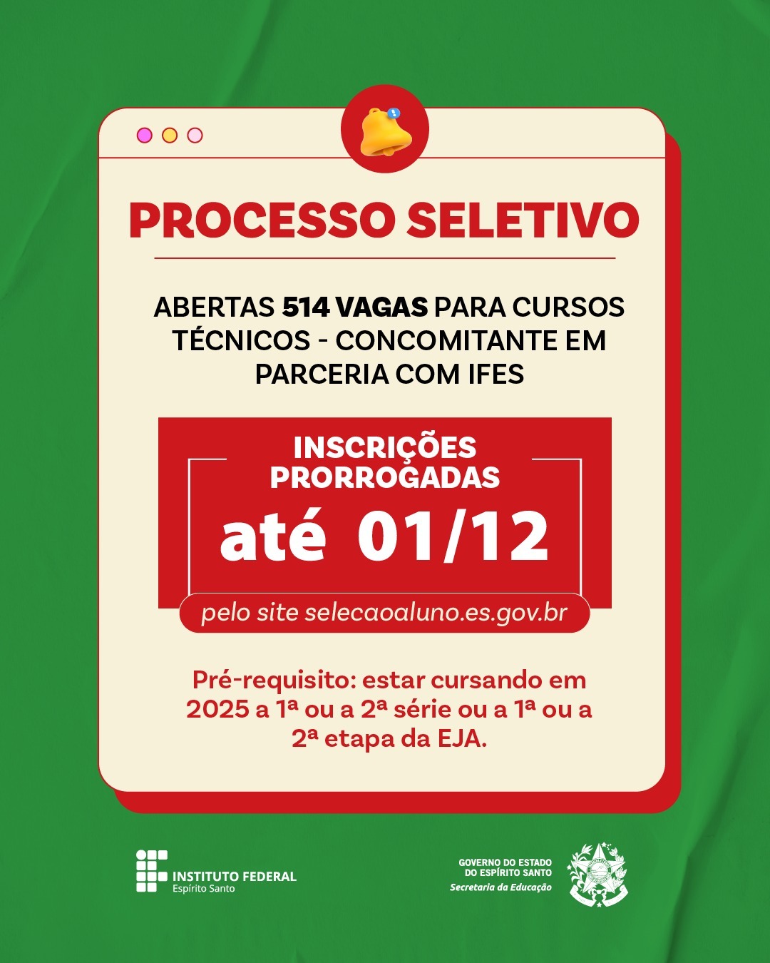 Inscrições para processo seletivo com ofertas de cursos profissionais são prorrogadas até 1º de dezembro