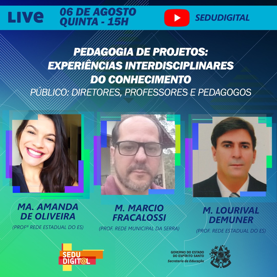 Live ‘Pedagogia de Projetos’ será realizada nesta quinta-feira (06)