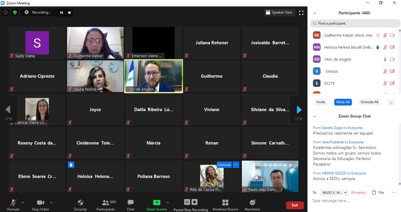 Secretaria da Educação realiza webconferência com diretores escolares