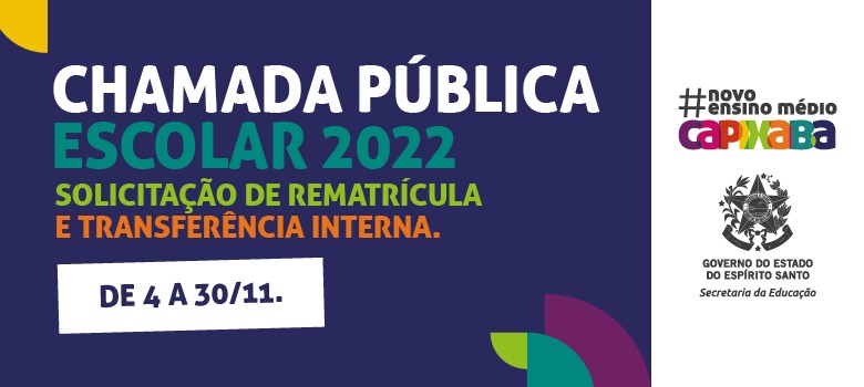 Período aberto para Rematrícula e/ou Transferência Interna da Rede Estadual