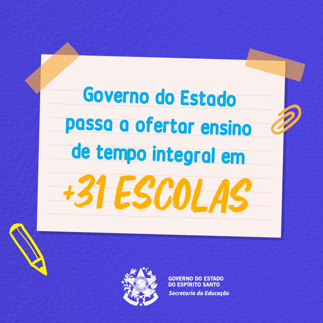 Mais 31 escolas da Rede Estadual ofertam ensino de tempo integral em 2021