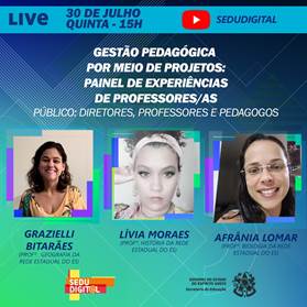‘Gestão pedagógica por meio de projetos’ é tema de live nesta quinta-feira (30)